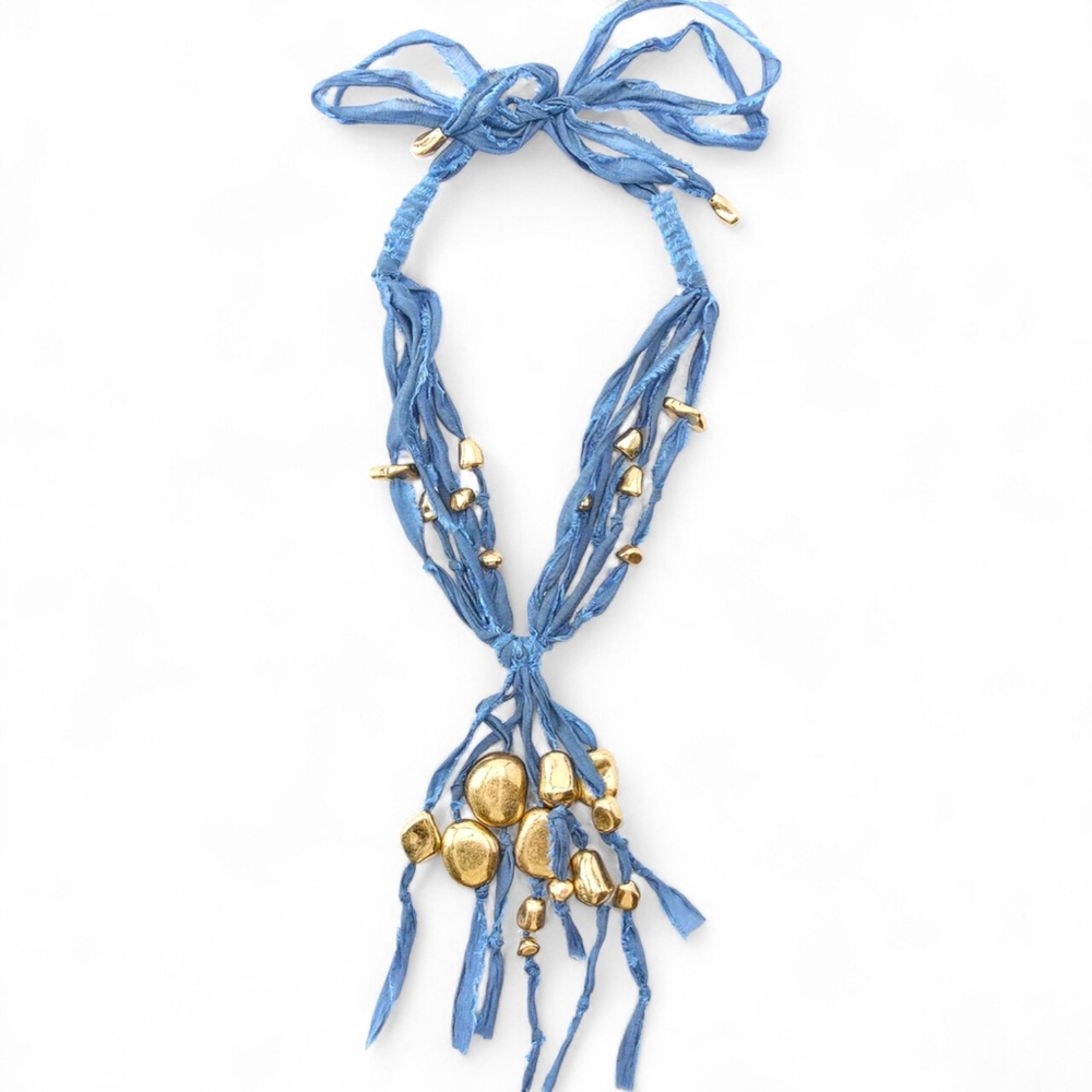 ZARA Woven Necklace with Metal Pieces